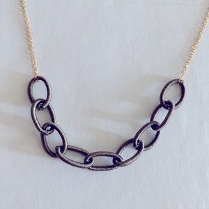 Rach B designer yellow gold and gray interlinking chain necklace